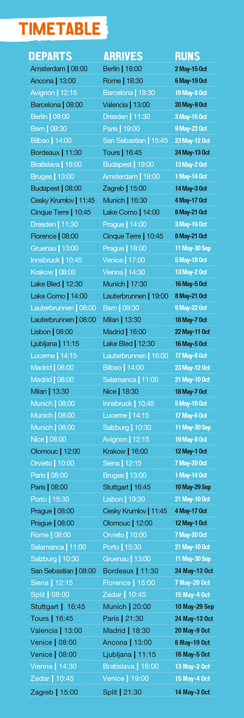 Hoho Timetable